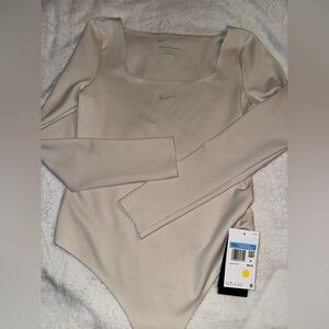 Nike Women's Beige Long Sleeve Bodysuit